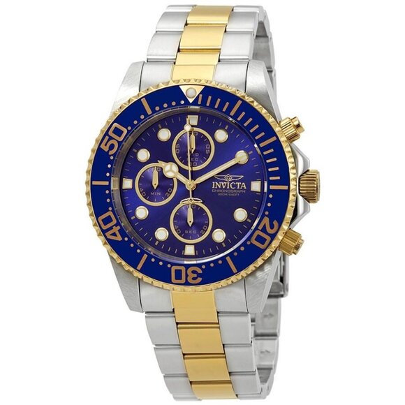 NWT Authentic Invicta Pro Diver Chronograph Blue Dial Men's Watch - Picture 1 of 3